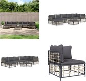 vidaXL 8-delige Loungeset met kussens poly rattan antracietkleurig - Loungeset - Loungesets - Tuinset - Tuinbank