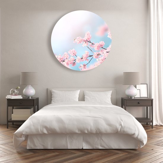 Artaza Forex cercle mural Fleurs roses - 90x90 cm - Groot - cercle mural - peinture ronde - cercle de Décoration murale