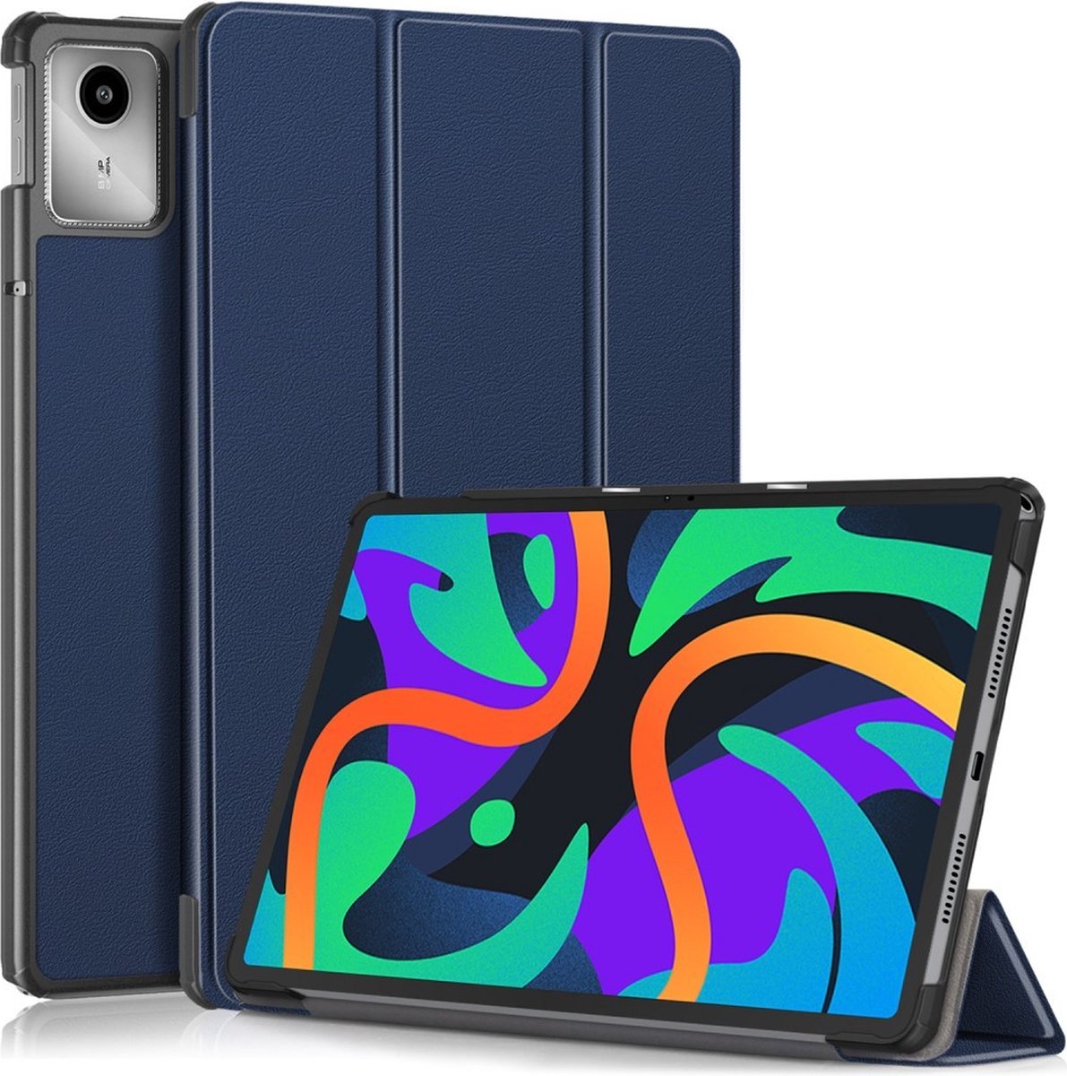 Tablethoes geschikt voor Lenovo Tab M11 Hoesje - Tri-Fold Book Case met Wake/Sleep - Blauw