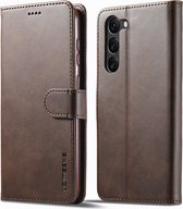 LC.IMEEKE Luxe Book Case - Geschikt voor Samsung Galaxy S24 Hoesje - Donkerbruin