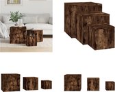 vidaXL - Bijzettafels - 3 - st - bewerkt - hout - gerookt - eikenkleurig