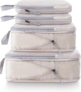 Compressieverpakkingsblokjes Kofferorganisator Verpakkingsblokjes Verpakkingsblokjes Bagage-opbergzakken (Beige 4 stuks)