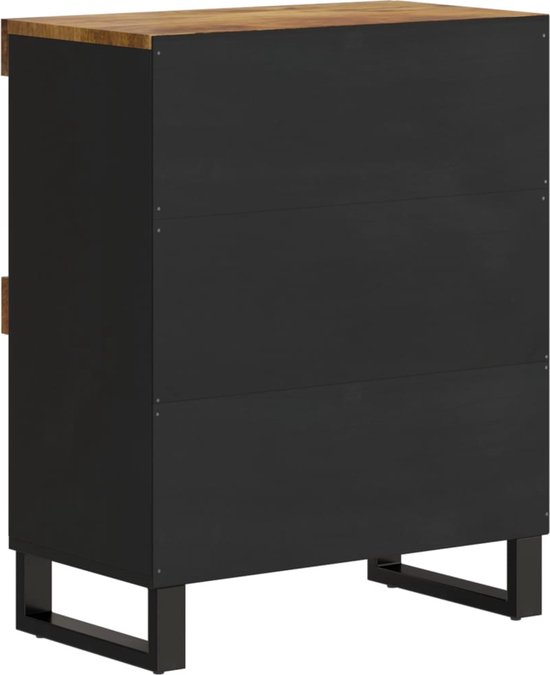 vidaXL Bijzetkast 60x33x75 cm massief mangohout zwart, opbergkast, dressoir kast, bijzetkast, wandkast, opbergkastje, dressoirkast, dressoir zwart