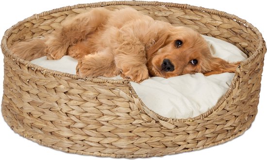 Lit rond pour petits chiens et chats - 15 x 49 cm, tissé en jonc de mer
