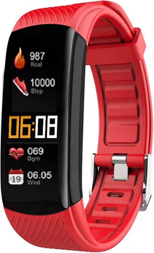 Royal supplies GM20- Stappenteller - Activity Tracker - Fitness tracker - 2024 model- Smartwatch - Screenprotector- Rood