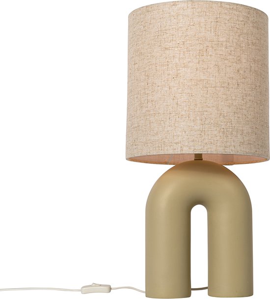 QAZQA lotti - Design Tafellamp - 1 lichts - H 59 cm - Beige - Woonkamer | Slaapkamer | Keuken