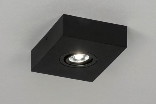 Lumidora Opbouwspot 73300 - PURE - Ingebouwd LED - 3.0 Watt - 300 Lumen - 2700 Kelvin - Zwart - Metaal - Badkamerlamp