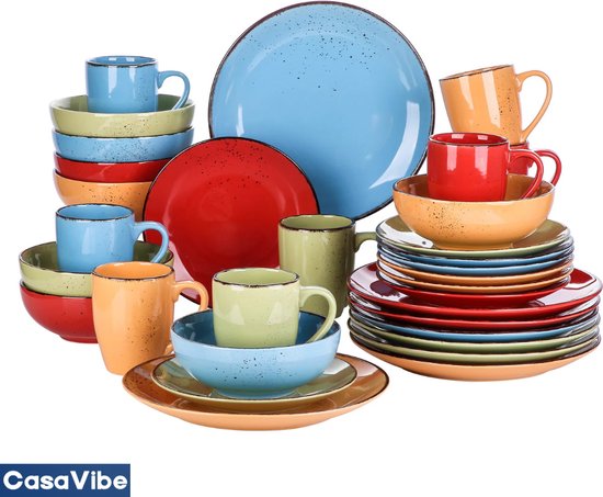 Melamine campingservies, set voor 4 personen, steengroen 16 Milano-glazen, waterglazen, wijnglazen, champagneglazen, flûtes, tafelservies, picknick, BBQ, kookgerei