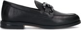 Manfield - Dames - Zwarte leren loafers met vierkanten chain - Maat 37