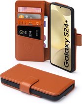 Samsung Galaxy S24 Plus (S24+) Hoesje - Luxe MobyDefend Wallet Bookcase - Lichtbruin - GSM Hoesje - Telefoonhoesje Geschikt Voor Samsung Galaxy S24 Plus (S24+)