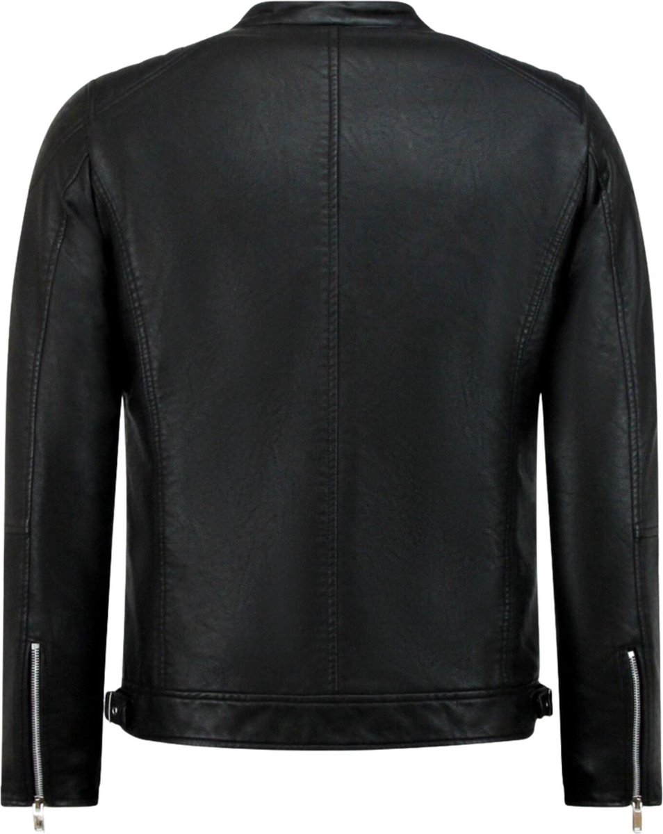Nep leren jas heren - Motor Jack - Biker Jas Heren - 8091 - Zwart – foto 5