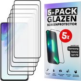 Screenprotector - Geschikt voor Samsung Galaxy S21 FE - Gehard Glas - Full Cover Tempered Glass - Case Friendly - 5 Pack