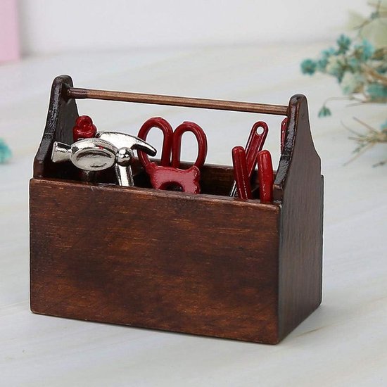 Wichtel accessoires miniatuur, 1/12 kabouters gereedschapskist set met hout mini gereedschapskist schaar hamer zaag miniatuur gereedschap set poppenhuis accessoires kabouteraccessoires Kerstmis Wichtel accessoires miniatuur, 1/12 kabouters gereedschapskist set met hout mini gereedschapskist schaar hamer zaag miniatuur gereedschap set poppenhuis accessoires kabouteraccessoires Kerstmis
