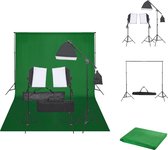 vidaXL Fotostudioset - vidaXL - Verlichtingsset 3x 23W LED - 40x40cm - Met flexibel achtergrondsysteem - 210 cm statieven - Inclusief draagtas - Fotostudio Set