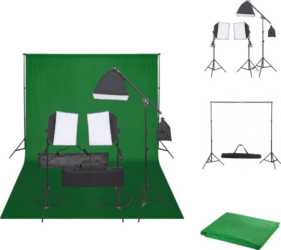 Foto: Vidaxl fotostudioset vidaxl verlichtingsset 3x 23w led 40x40cm met flexibel achtergrondsysteem 210 cm statieven inclusief draagtas fotostudio set