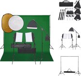 vidaXL Fotostudioset - Lampen 23W - Softboxen 40x40cm - Statieven 78-210cm - Achtergrondset 75-210cm - Draagtas - Reflectoren 5-in-1 en 2-in-1 - Levering bevat 3x fotolamp - vidaXL - Fotostudio Set