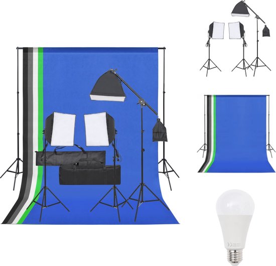 Foto: Vidaxl fotostudioset inclusief verlichtingsset softboxen statieven achtergrondsets en draagtas fotostudio set