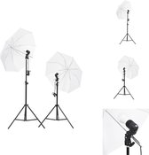 vidaXL Studio Verlichtingsset - 2x Daglichtlampen - 2x Statieven - 2x Witte Paraplus - 84 cm - Energiezuinig - Fotostudio Set