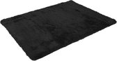 Tapijt MCW-F69, shaggy loper hoogpolig langpolig, stof/textiel pluizig zacht 230x160cm ~ zwart