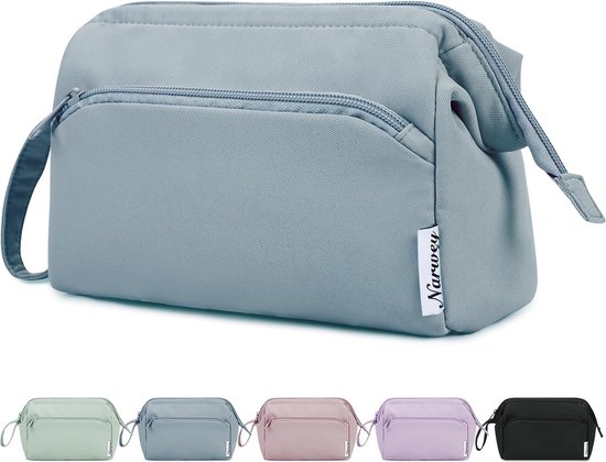 Luxja Make-uptas voor op reis, met 2 afneembare hoesjes, make-uptas met meerdere opbergvakken (patent aangevraagd), Grijs