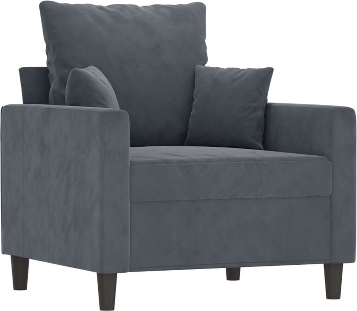 vidaXL Fauteuil - met - voetenbank - 60 - cm - fluweel - donkergrijs