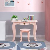 Kaptafel kind - Kaptafel kinderen - Make up tafel kind - Kaptafel voor meisjes - 80 x 42 x 105 cm - Roze