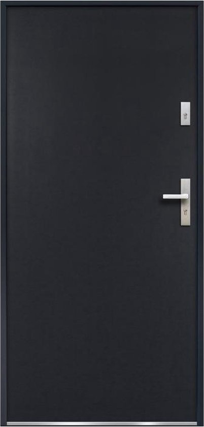 Porte pleine acier H.207 x L.100 cm anthracite - Pousser à droite - AGUEDA L 95 cm x H 203,5 cm x P 9 cm