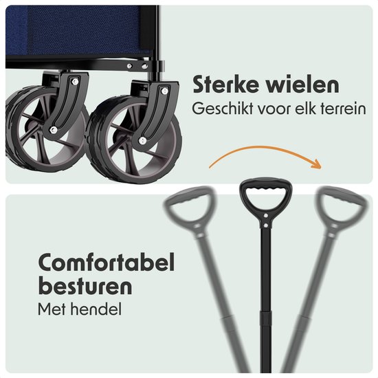 LifeGoods Bolderkar - XL - Opvouwbaar - 200L - 100KG Draagkracht - Blauw van LifeGoods — afbeelding 4