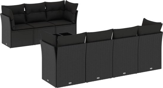 vidaXL-8-delige-Loungeset-met-kussens-poly-rattan-zwart