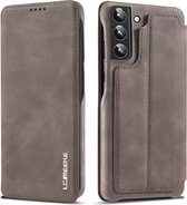 Coque de téléphone de Luxe adaptée au Samsung Galaxy S24 | Bookcase en cuir de haute qualité | Apparence Luxe | Étui à rabat | Porte-monnaie | Gris