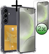 Hoes Geschikt voor Samsung S24 Plus Hoesje Shock Proof Case Hoes Met 2x Screenprotector - Hoesje Geschikt voor Samsung Galaxy S24 Plus Hoes Cover Shockproof - Transparant