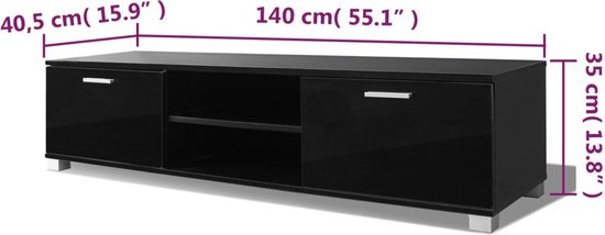 vidaXL TV-kast, commode, kast, plank, meubel, woonkamer, slaapkamer, multiplex, zwart, 140 x 35 x 40 cm
