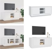 vidaXL Tv-meubel 102x35x45 cm bewerkt hout wit - Tv-meubel - Tv-meubelen - Tv-standaard - Televisiemeubel