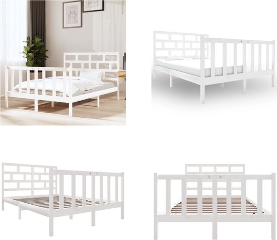 vidaXL Bedframe extra lang zonder matras massief hout 90x220 - Slaapkamer | Bedden