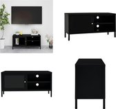 vidaXL Tv-meubel 90x30x44 cm staal en glas zwart - Tv-kast - Tv-kasten - Televisiekast - Televisiekasten