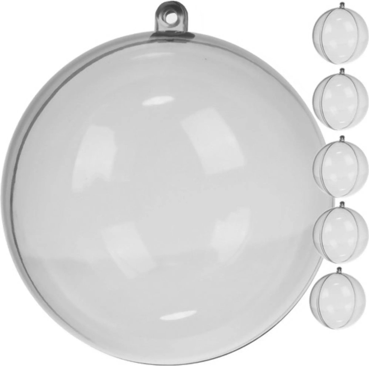 Ruhhy Transparante Kerstballen 12 cm - Set van 5 - Ideaal voor DIY Decoratie