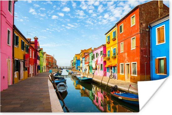 Poster Maisons colorées en Italie papier 120x80 cm - Tirage photo sur Poster (décoration murale salon / chambre)