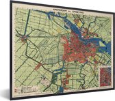 Photo encadrée - Un plan de la ville historique d' Amsterdam et ses environs Cadre photo noir - Carte 40x30 cm - Affiche encadrée (Décoration murale salon / chambre)