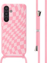 iMoshion Hoesje Geschikt voor Samsung Galaxy S24 Hoesje Met Koord - iMoshion Siliconen design hoesje met koord - Roze / Retro Pink