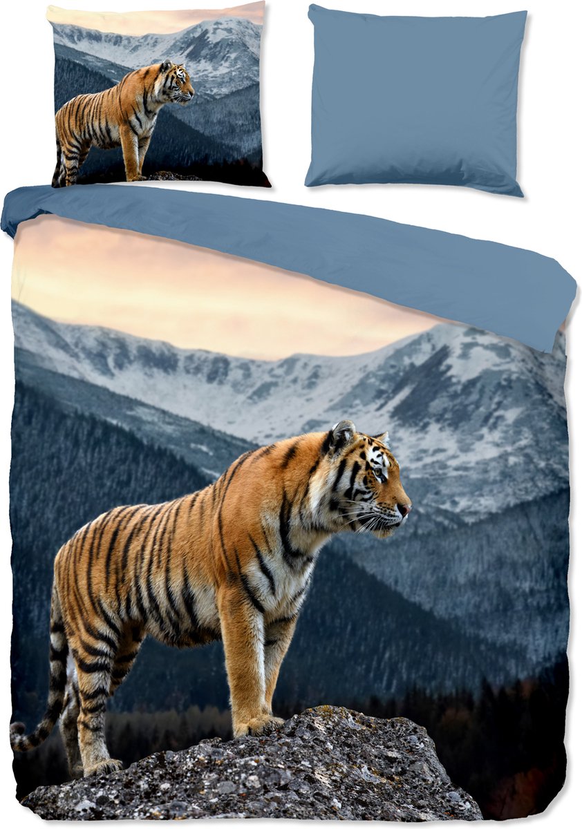 Pure dekbedovertrek tijger in de bergen - Lits jumeaux 240x200/220 cm - Multi - Microvezel