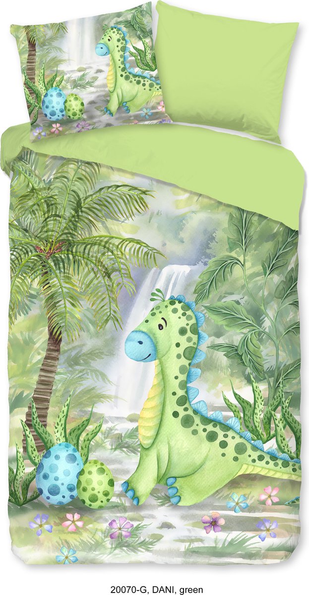 Good Morning dekbedovertrek dinosaurus - Groen - 100% Katoen renforce Green