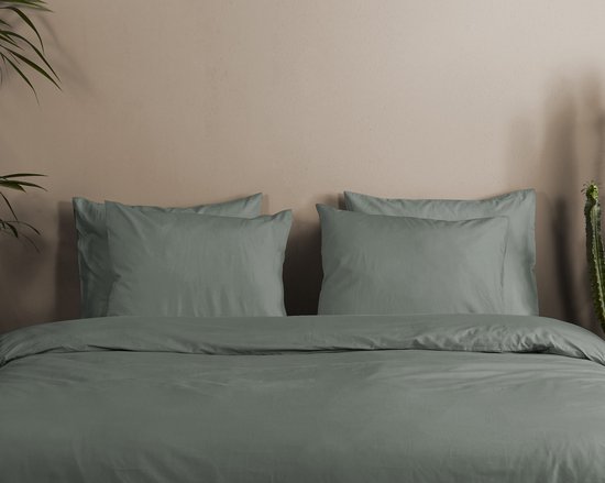 HIP dekbedovertrek effen kleur - Lits jumeaux 240x200/220 cm - Olijfgroen - 100% Katoen satijn — afbeelding 2