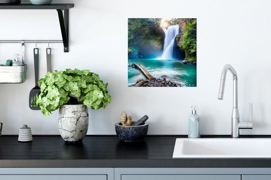 Poster Cascade - Pierres - Paysage - Plantes - Water - 30x30 cm