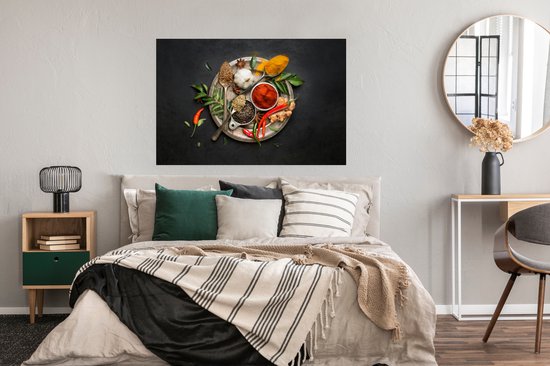 Herbes sur papier affiche plaque argent 120x80 cm - Tirage photo sur Poster (décoration murale salon / chambre)