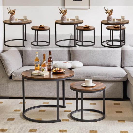 IBUYKE Round Nesting Table, Removable Set of 2 Coffee