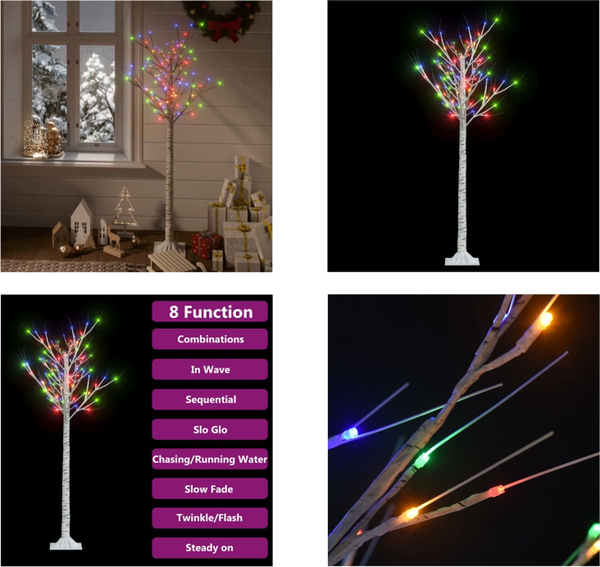 vidaXL Kerstboom wilg met 140 LED's binnen en buiten 1-5 m meerkleurig - Kerstboom - Kerstbomen - Wilg - Wilgen