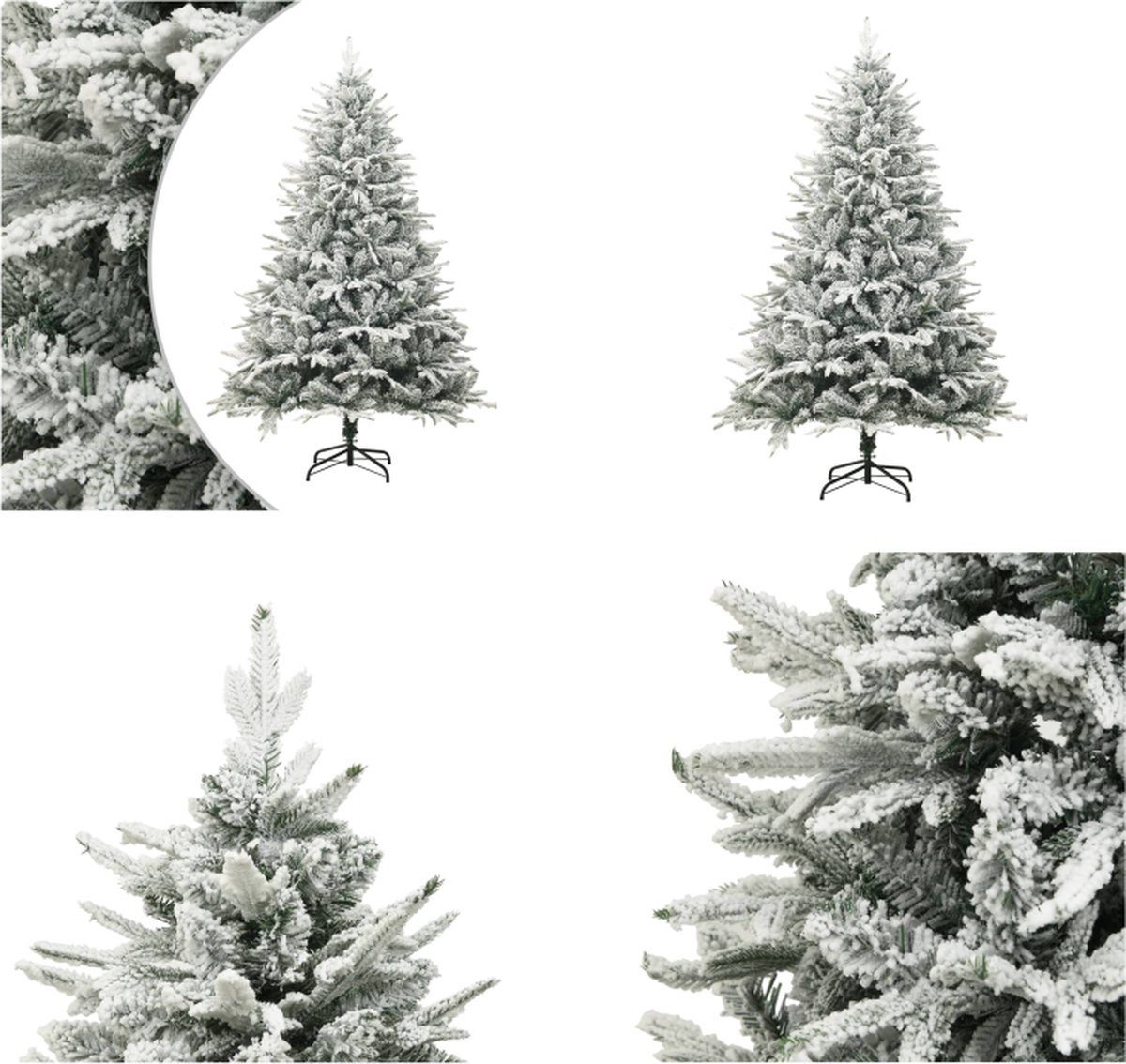vidaXL Kunstkerstboom met sneeuwvlokken 150 cm PVC en PE groen - Kunstboom - Kunstbomen - Kunstkerstboom - Kunstkerstbomen