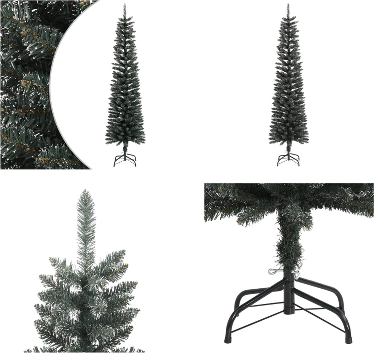 vidaXL Kunstkerstboom met standaard smal 210 cm PVC groen - Kerstboom - Kerstbomen - Kunstkerstboom - Kunstboom