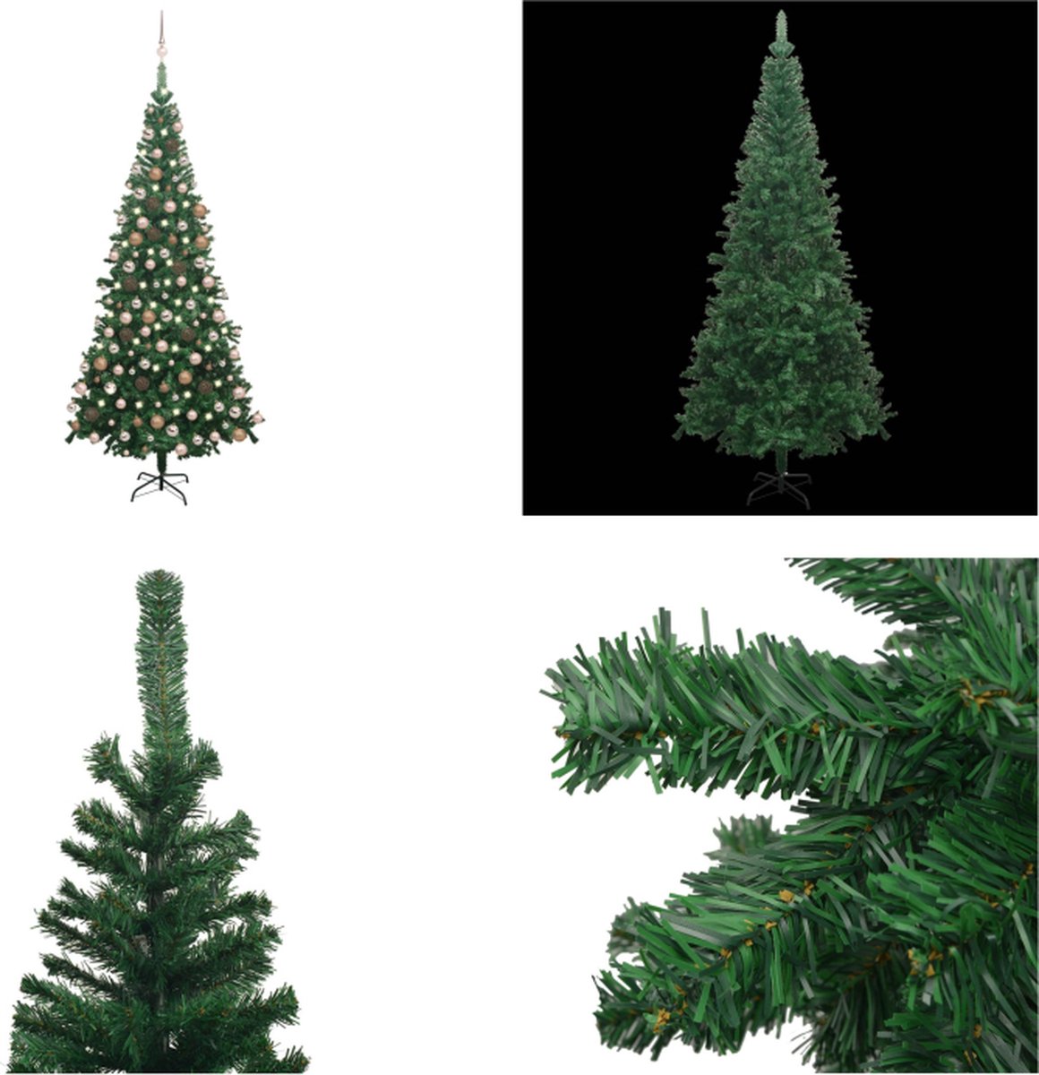 vidaXL Kunstkerstboom met LED's en kerstballen L 240 cm groen - Kunstkerstboom - Kunstkerstbomen - Kerstboom - Kerstdecoratie
