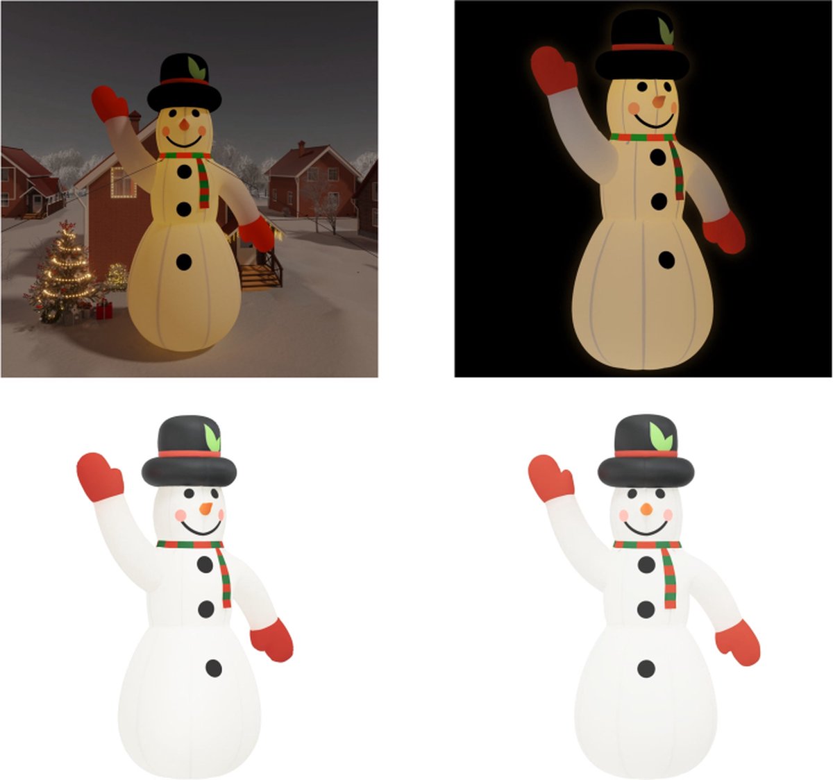vidaXL-Sneeuwpop-met-LED's-opblaasbaar-1000-cm - Opblaasbare Sneeuwpop - Opblaasbare Sneeuwpoppen - Opblaasfiguur - Opblaas Sneeuwpop